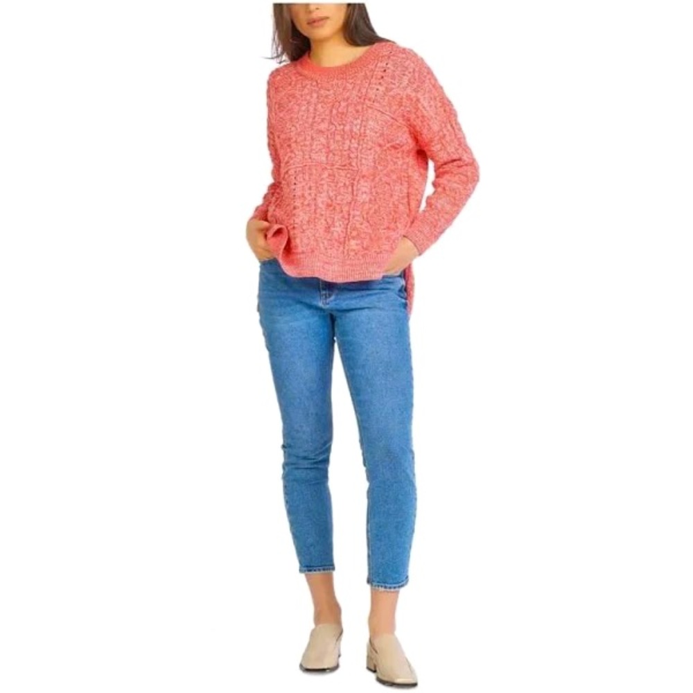 NWT BLACK TAPE MIXED-CABLE-KNIT SWEATER RASPBERRY